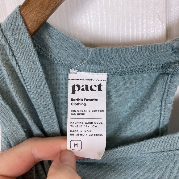 Pact Size M Cotton Hemp Romper Blue Tank Sleeveless Drawstring - Picture 3 of 4